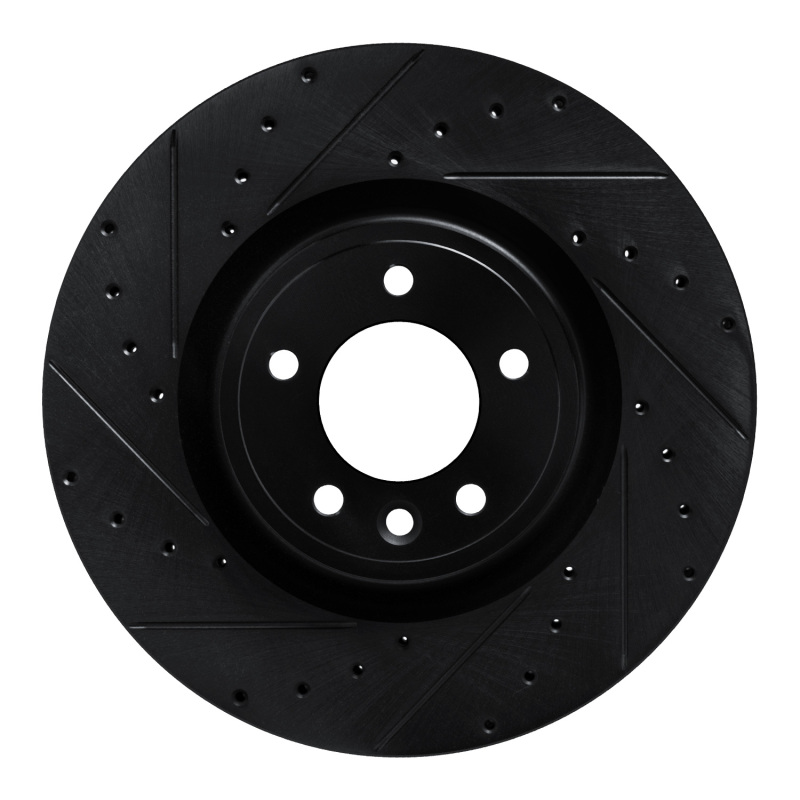 Land Rover Discovery Brake Rotor (1) - Front Left - R1 Concepts - Drilled & Slotted - Black - `18-`24